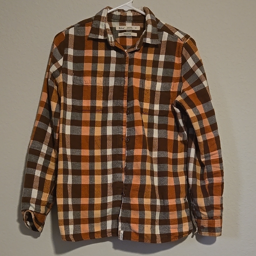 Madewell Plaid Flannel Shirt - Brown and Orange